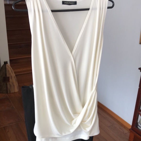 Periphery sleeveless wrap front ivory blouse - Picture 5 of 7